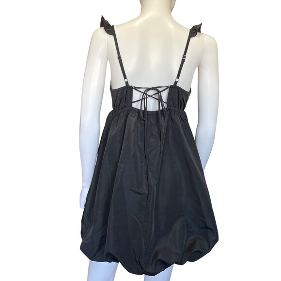 Wild Fable Black Mini Baby Doll Dress Women’s Size S Adjustable Straps Bow Back - Picture 2 of 6